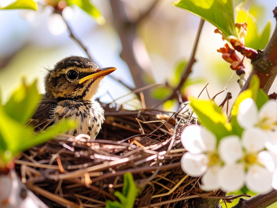 baby robin in nest