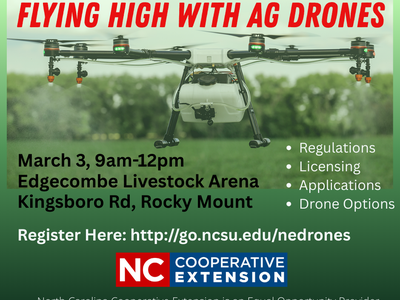 An AG spraying drone with details about an upcoming class