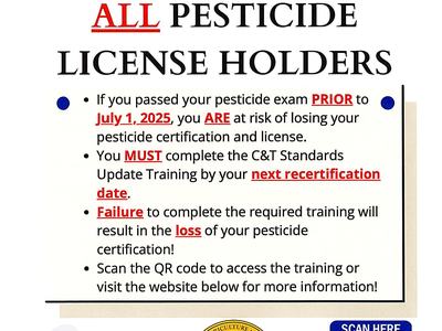 announcement for mandatory training for licensed pesticide holders