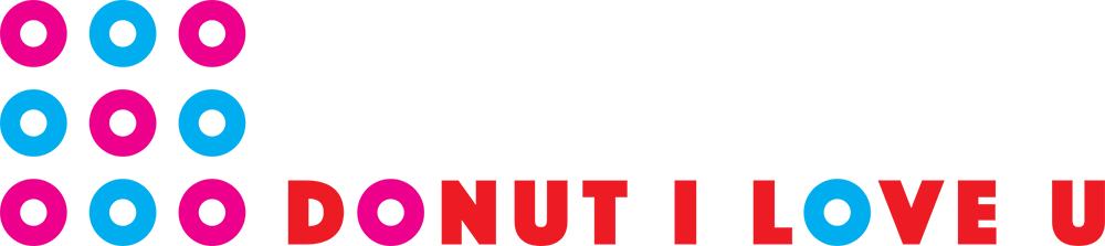 Nine pink and blue donut icons left of text "DONUT I LOVE U"