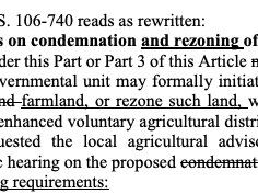 Section 1: G.S. 106-740 — Public hearings on condemnation and rezoning of farmland