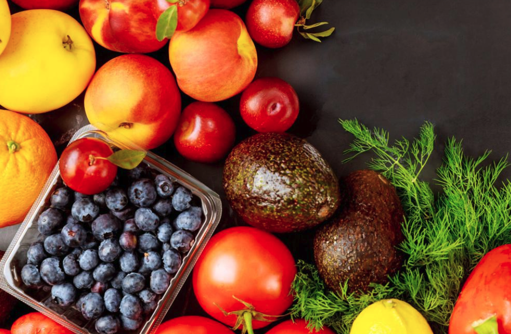 Picture of blueberries tomato and avocado