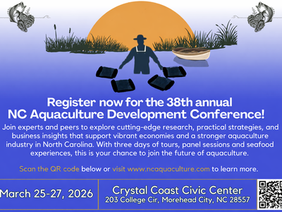 Register: 38th NC Aquaculture Development Conference, Mar 25–27, 2026, Crystal Coast Civic Center