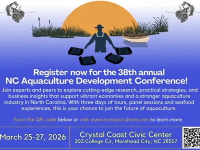 Register: 38th NC Aquaculture Development Conference, Mar 25–27, 2026, Crystal Coast Civic Center