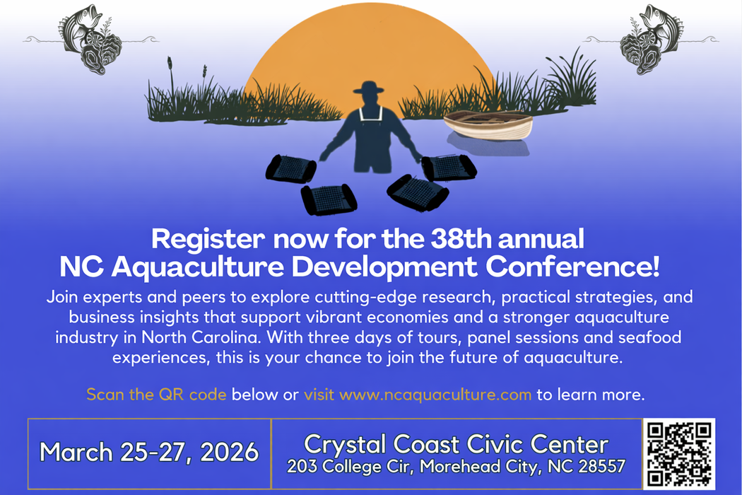 Register: 38th NC Aquaculture Development Conference, Mar 25–27, 2026, Crystal Coast Civic Center