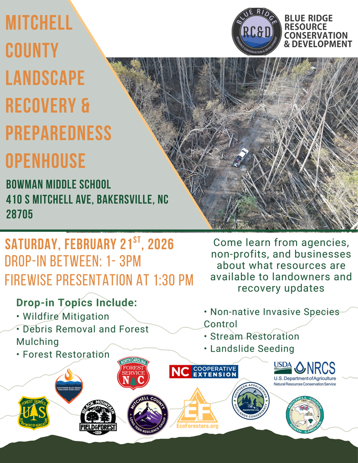 Mitchell County Landscape Recovery & Preparedness Openhouse — Feb 21 2026 Bowman Middle School