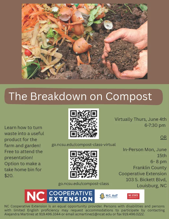 The Breakdown on Compost flyer date, time, location, registration, handful of composted soil