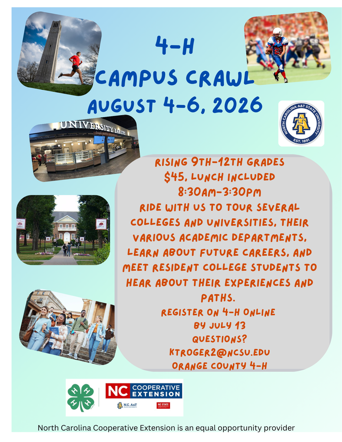 Let's take a college road trip! Ride with us to tour several local colleges and universities, their various academic departments, learn about future careers, and meet resident college students to hear about their experiences and paths! Lunch included.