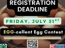 Colored egg background with "Registration Due July 31" text