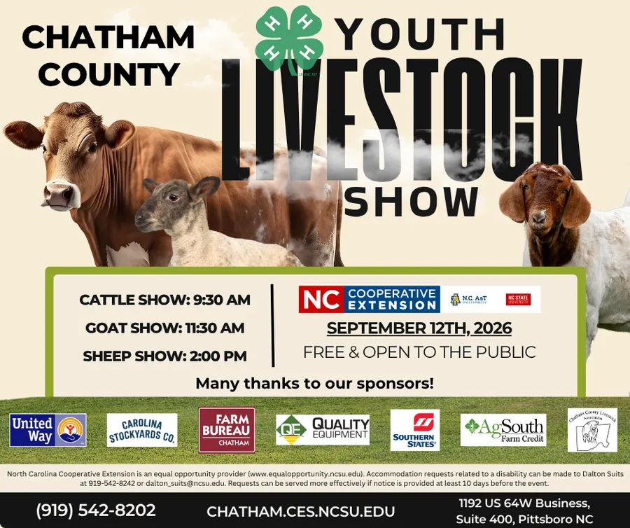 Flyer for the Chatham 4-H Livestock Show