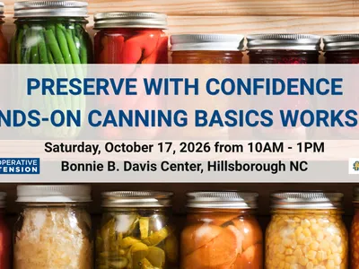 Home canned food on shelf overlapped with class title
