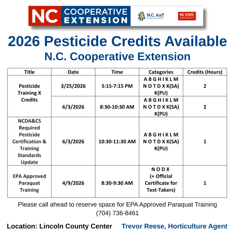 2026 Pesticide Credits Available for Spring in Lincoln County