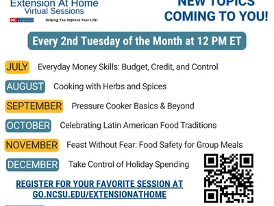 Text with Extension At Home logo and session topics