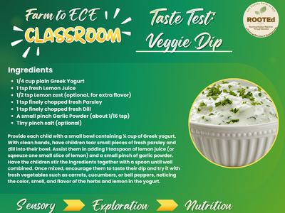 Recipe for a Veggie Herb Dip that can be done in Farm to ECE programming
