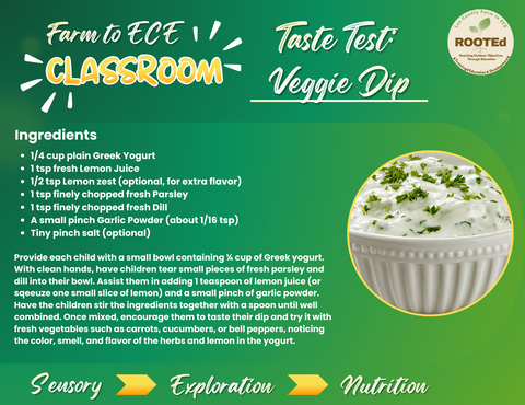 Recipe for a Veggie Herb Dip that can be done in Farm to ECE programming