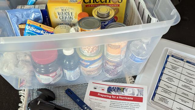 Hurricane preparedness kits and what you need in case of an emergency event.  How to eat and store food.