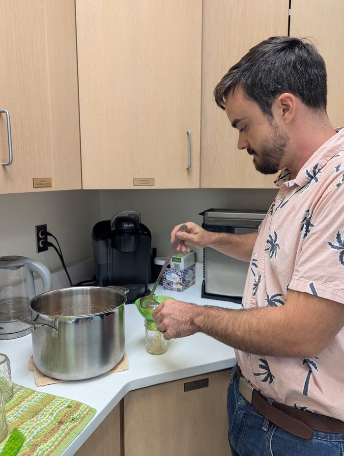 Preserving food in the demonstration kitchen at Brunswick county Extension office