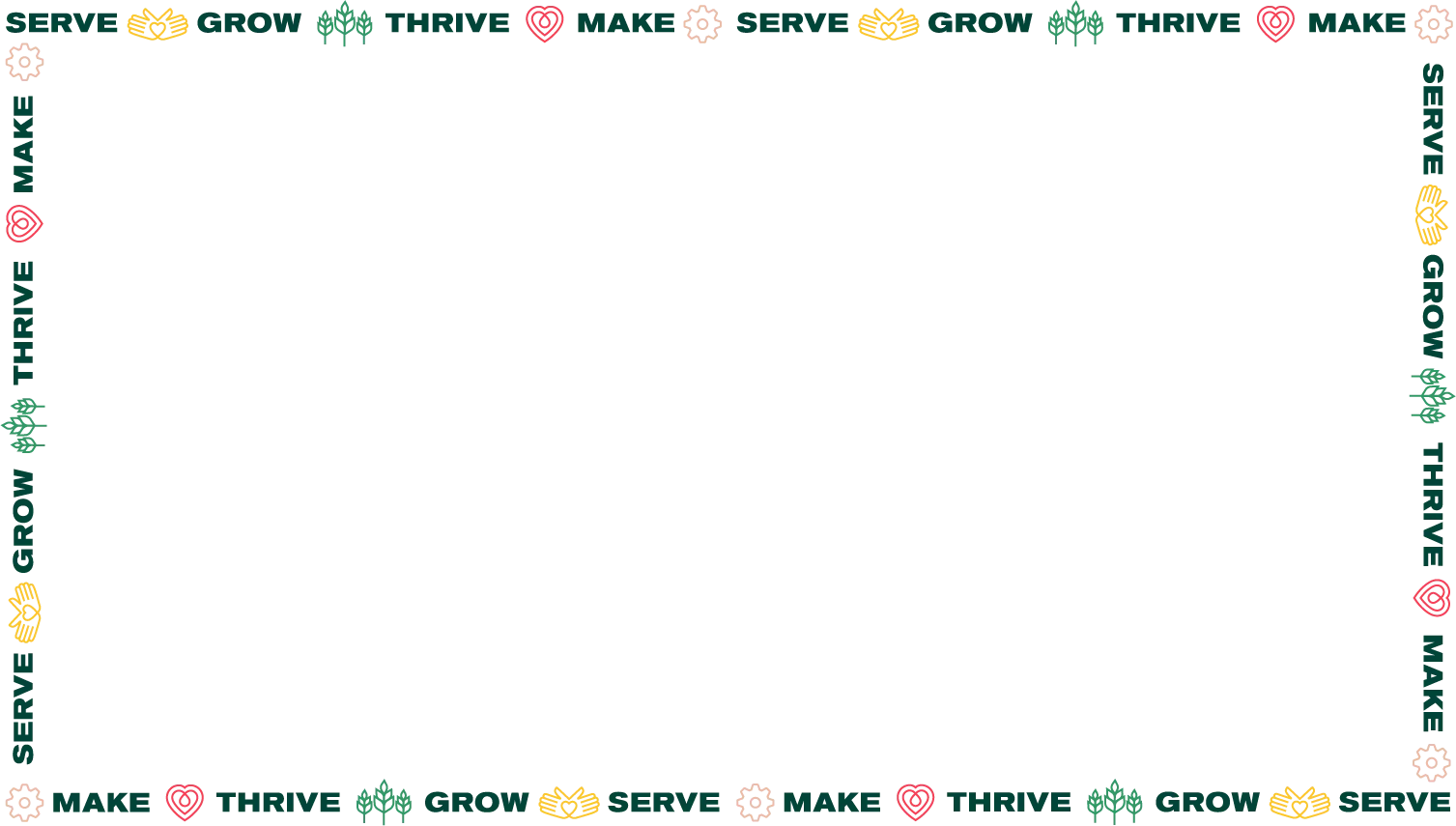 Horizontal rectangular decorative border featuring repeating colorful 4-H themed icons connected by dashed lines.