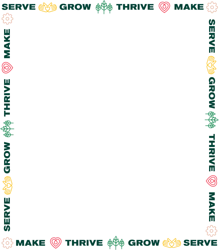 Square decorative border featuring repeating colorful 4-H themed icons connected by dashed lines.