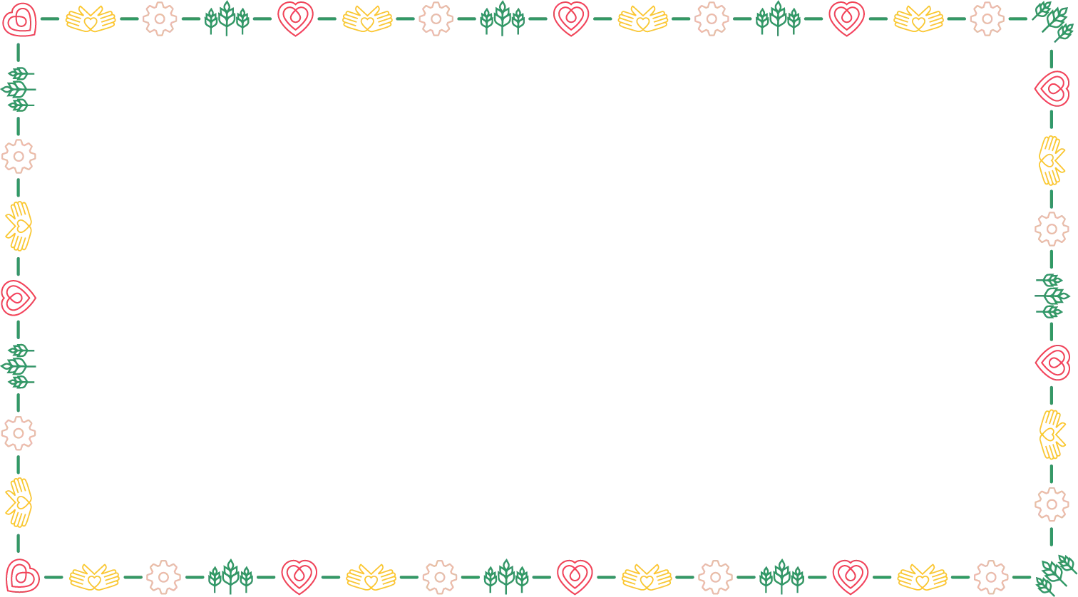 Rectangular horizontal border featuring repeating pillar icons connected by dashed lines around the edges.