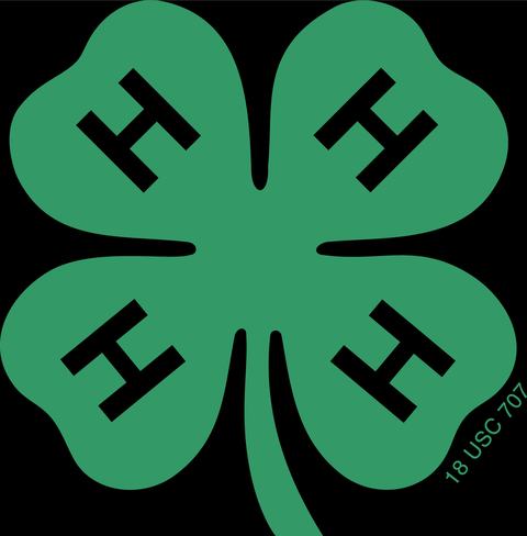 The 4-H Emblem shown in green with a black 'H' on each leaf and the legal statement 18 U.S.C. 707.