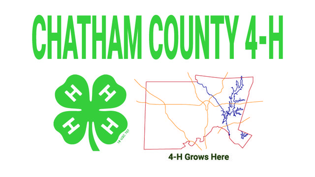 Chatham County 4-H. 4-H Clover Emblem. Line map of Chatham County. 4-H Grows here.