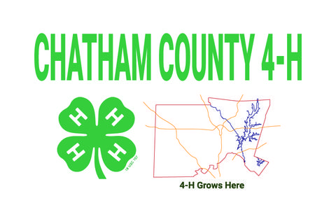 Chatham County 4-H. 4-H Clover Emblem. Line map of Chatham County. 4-H Grows here.