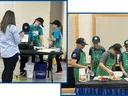Two photos, side-by-side of 4-Hers preparing food for competition