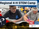 Students collaborate on a STEM engineering challenge during the Regional 4-H STEM Camp, which brought youth from nine North Carolina counties together to explore robotics, astronomy, drones, and artificial intelligence through hands-on learning.
