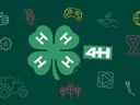 Graphic featuring the 4-H Emblem and type treatment surrounded by colorful icons representing different 4-H programs, interests, and creative areas.