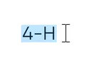 Graphic showing the text “4-H” highlighted in a text editor with a typing cursor beside it.