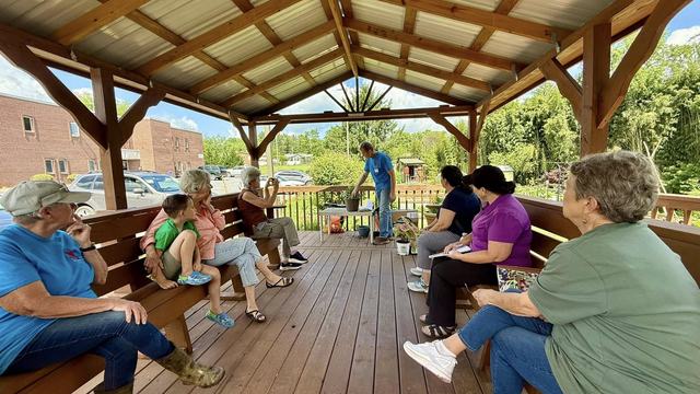 Group of people attending an outdoor class