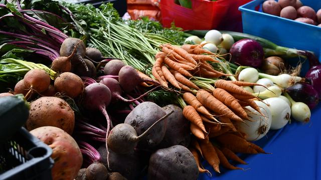 Fresh, local veggies on a table at an event