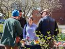 EMG volunteers of Durham County teach local gardeners about ergonomic gardening tools at the demonstration garden