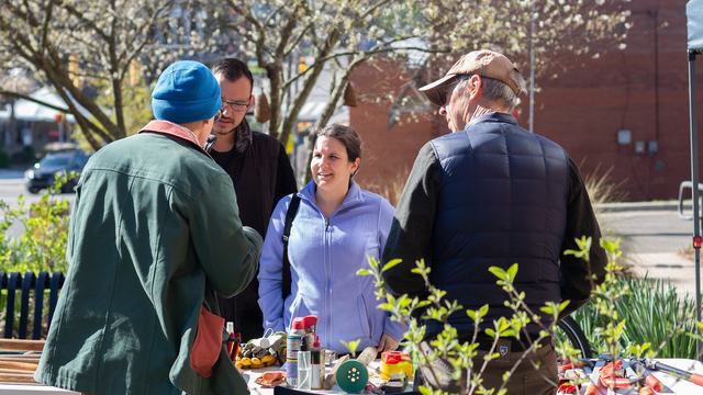 EMG volunteers of Durham County teach local gardeners about ergonomic gardening tools at the demonstration garden