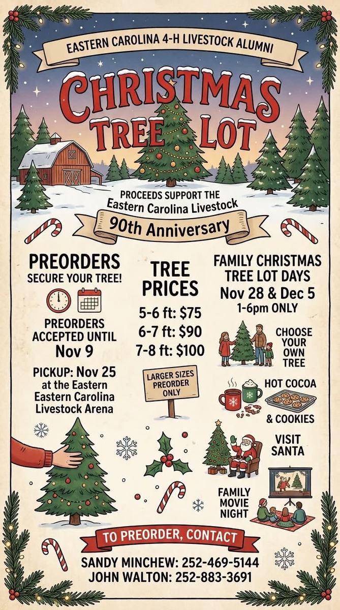 Information about Christmas Trees Fundraiser for 4-H Livestock Alumni