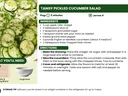 Recipe featuring an image of a bowl of tangy cucumber salad made with thinly sliced fresh cucumbers and onion, tossed in a light vinegar-based dressing and garnished with fresh herbs.