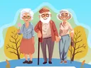 older adults walking during autumn