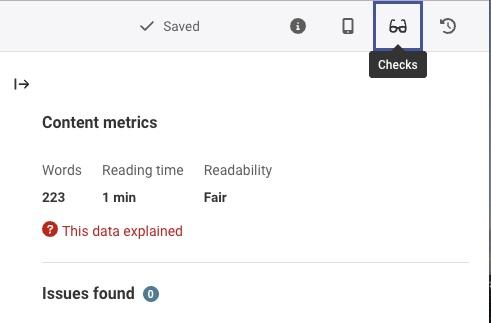 Screenshot of the accessibility check screen in Wagtail