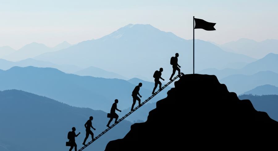people climbing a career ladder