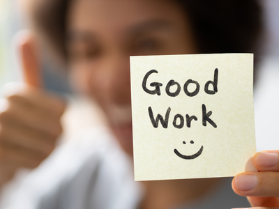 Good work written on note