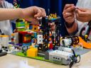 Children participating in lego robotics