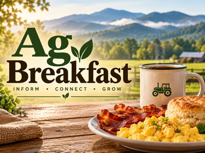 Table with breakfast food made on a plate with mountains in the background