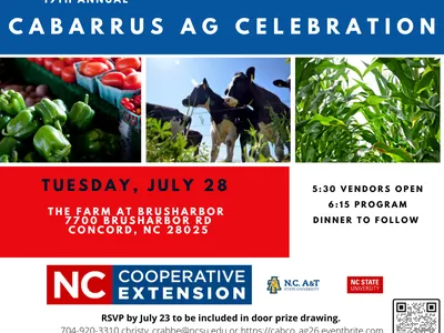 Save the Date notification for 19th Annual Cabarrus Ag Celebration at The Farm at Brusharbor.
