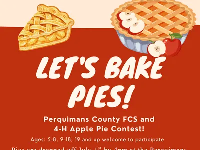 Flyer with apple pie images sharing contest information.