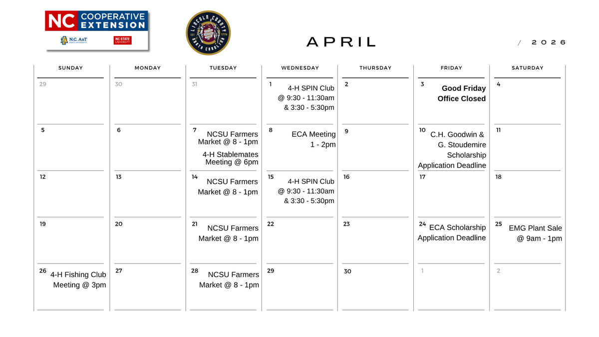 April 2026 Calendar