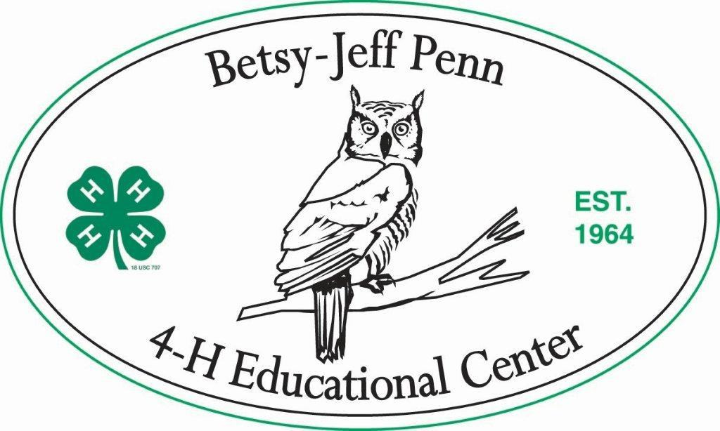 Betsy Jeff Penn 4-H Educational Center Logo with owl in middle of logo