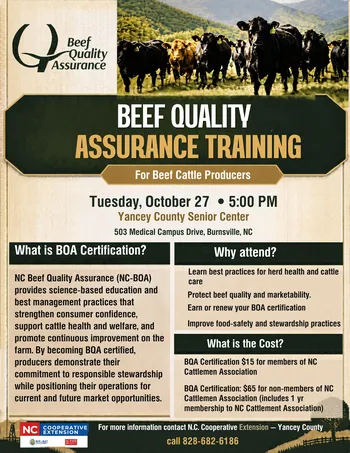 Beef Quality Assurance Training Flyer