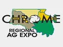 Logo for the CHROME regional ag expo. Includes stylized CHROME lettering with cotton soybeans and peanuts and the 4-county region that this expo supports.