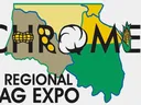 CHROME Regional Ag Expo Logo with 4 county, 3 river region, including stylized CHROME lettering with peanut, soybean, cotton, and corn plant parts